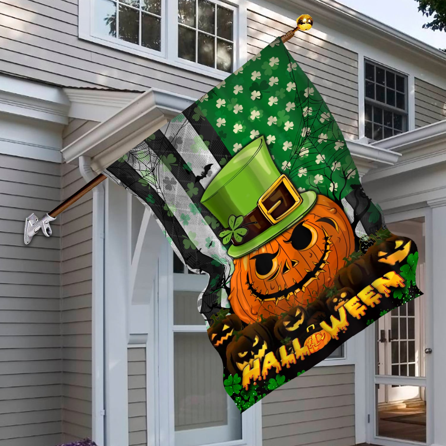 3KT. Irish Halloween American Flag-30x40-Side 1 House Flag Mockup 6