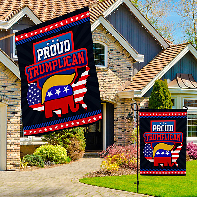 Alternative view of Proud Trumplican Republican Trump Support Decorative Flag - Don't Blame Me I Voted For Trump President 2024 Garden House Flag