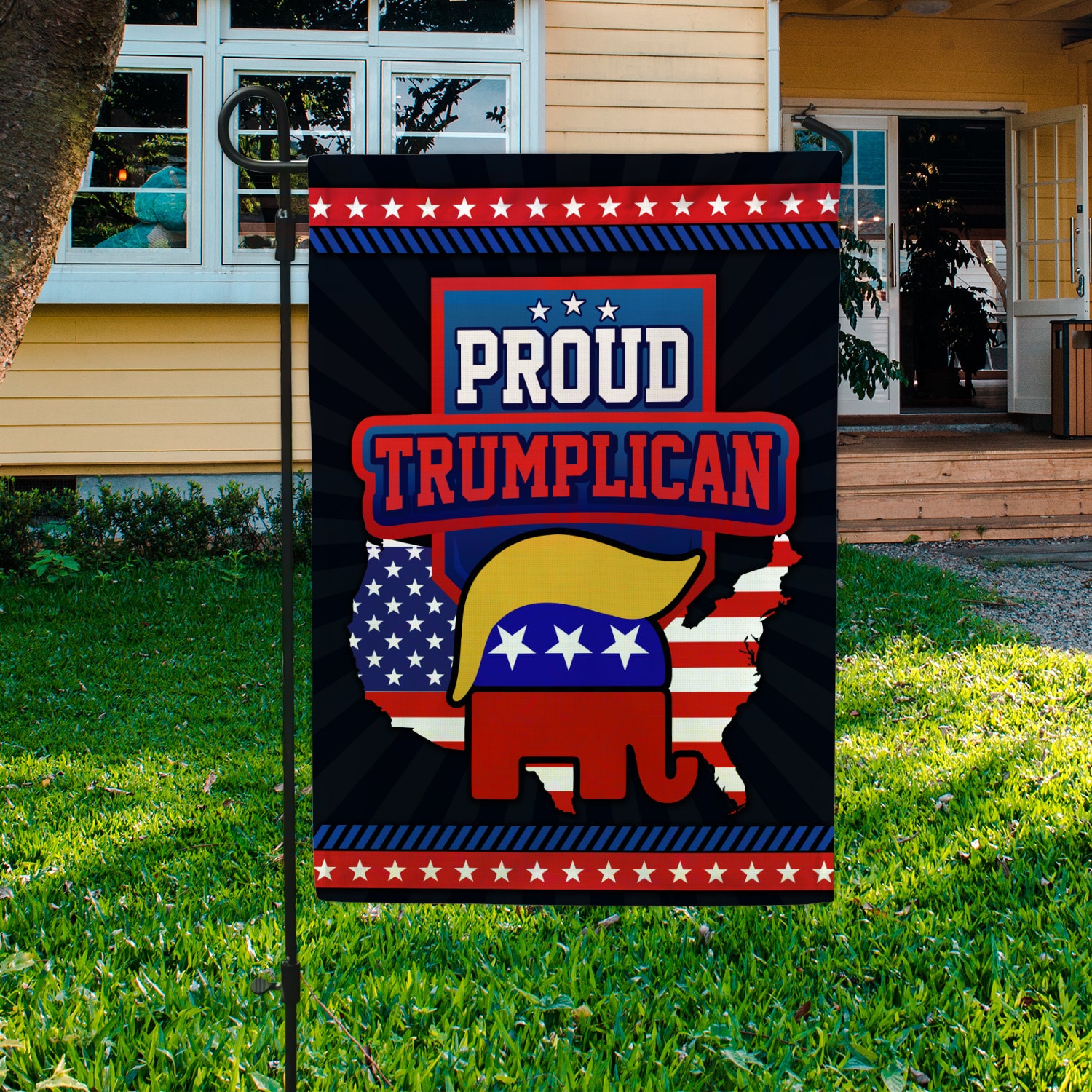 5KT. Proud Trumplican FLAG-Size 30x40 Garden Flag Mockup 3