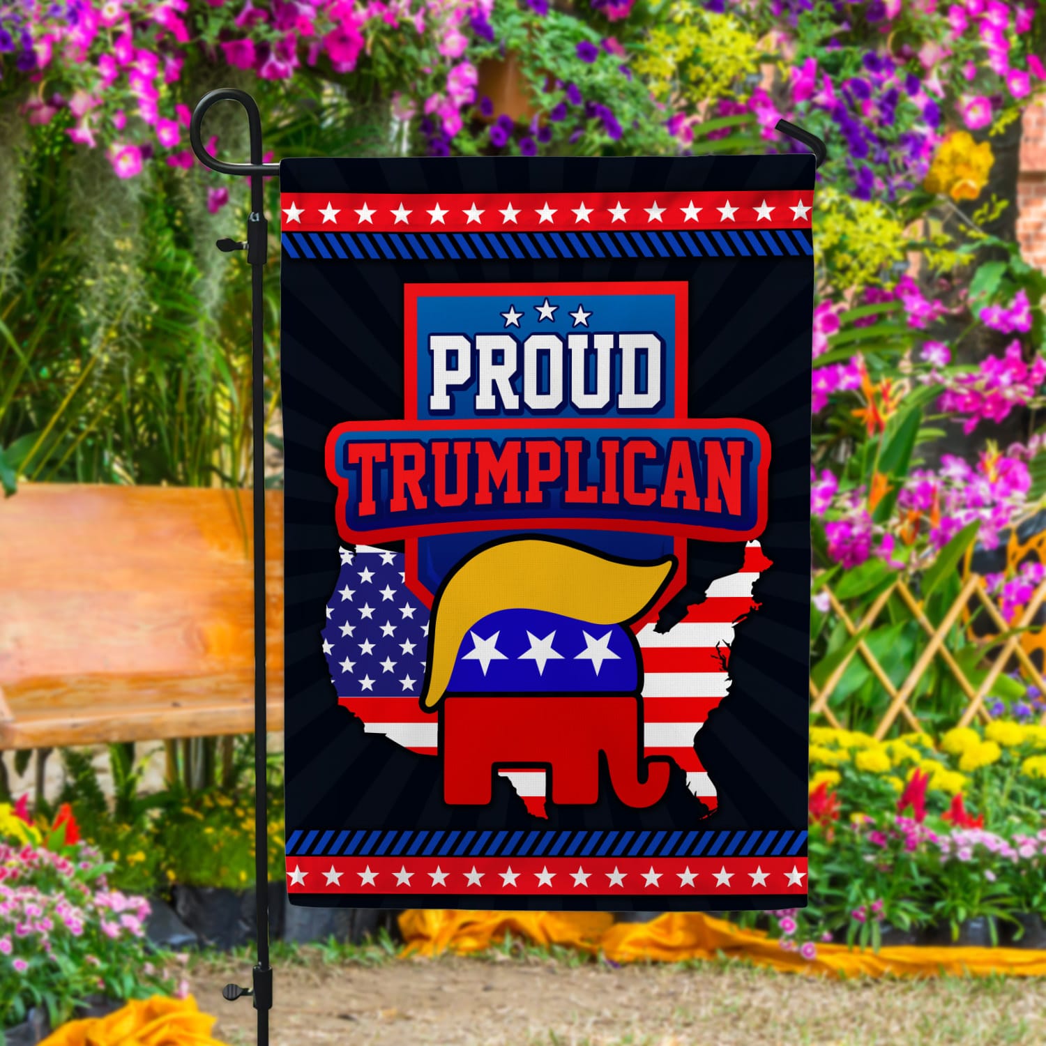 5KT. Proud Trumplican FLAG-Size 30x40 Garden Flag Mockup 4