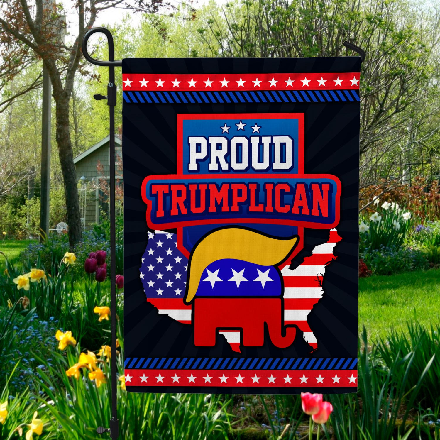 5KT. Proud Trumplican FLAG-Size 30x40 Garden Flag Mockup 5