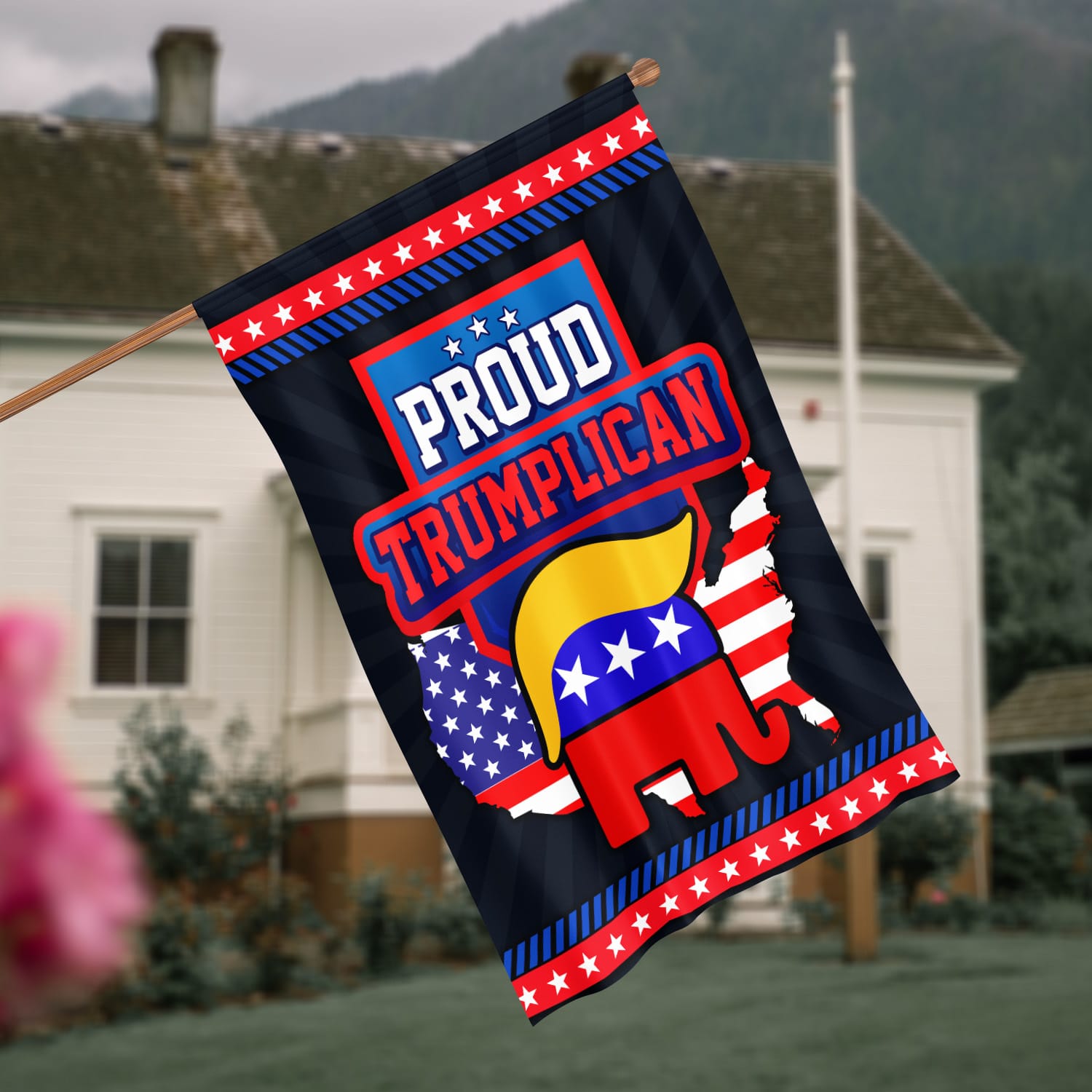 5KT. Proud Trumplican FLAG-Size 30x40 House Flag Mockup 4