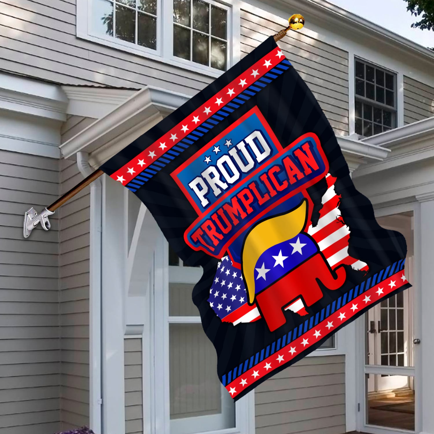 5KT. Proud Trumplican FLAG-Size 30x40 House Flag Mockup 6
