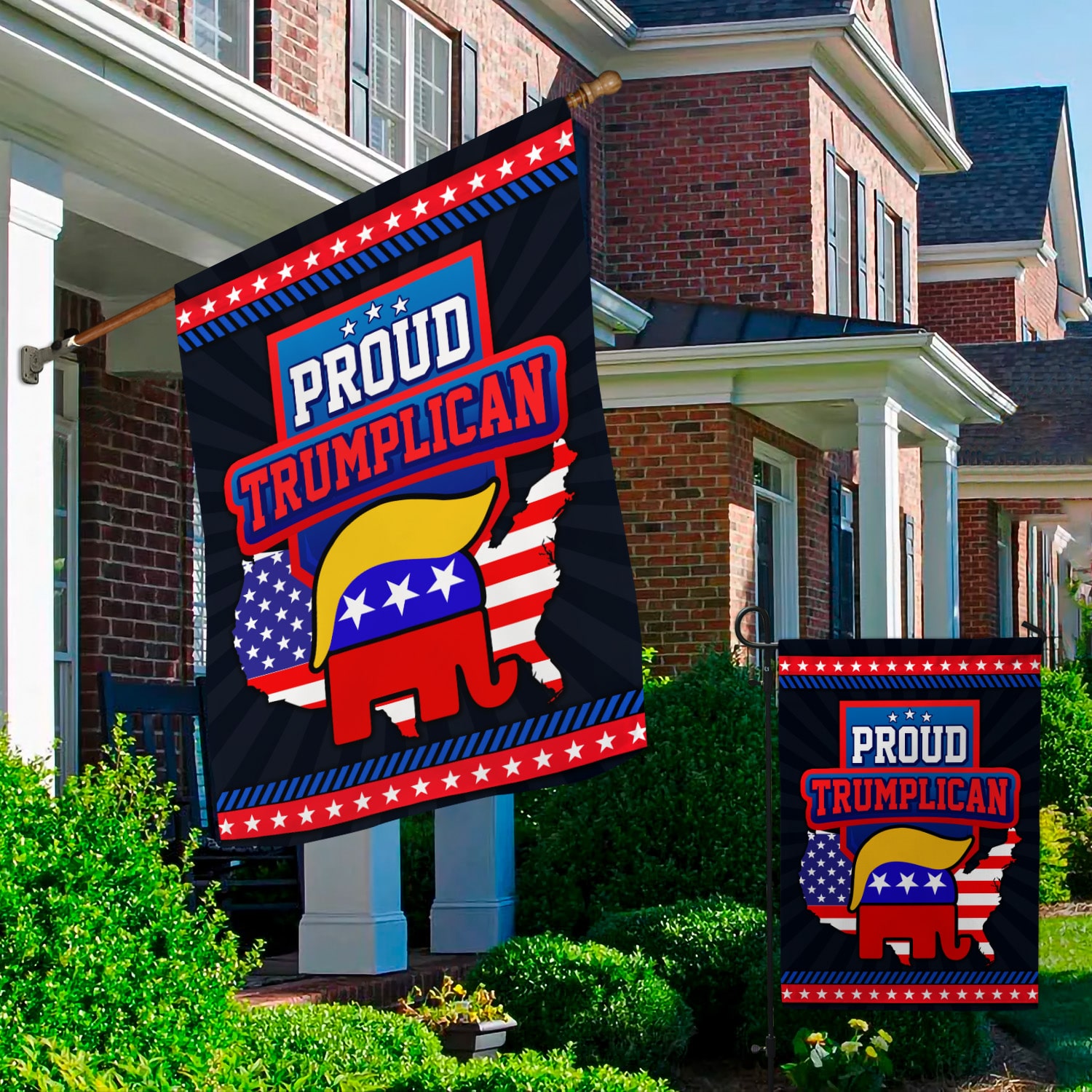 5KT. Proud Trumplican FLAG-Size 30x40 Garden & House Mockup 2