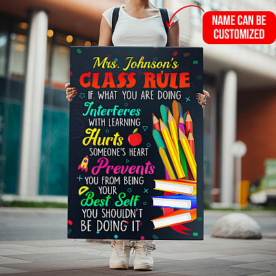 Alternative view of Custom Classroom Decor Class Rule if What You Are Doing Interferes with Learning Gallery Wrapped Canvas Print
