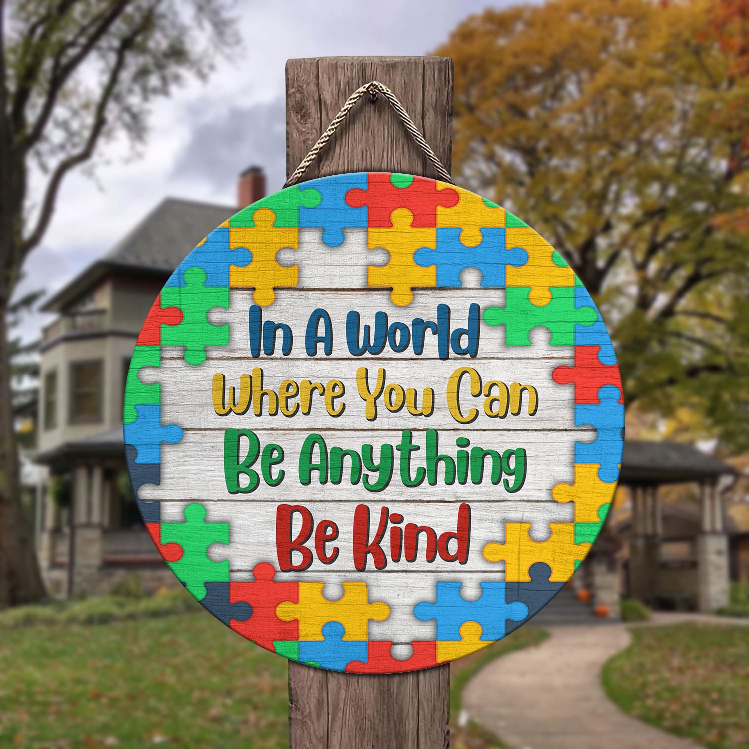 36 HG. Be Kind Autism Door Sign(5) Door Sign Mockup 3