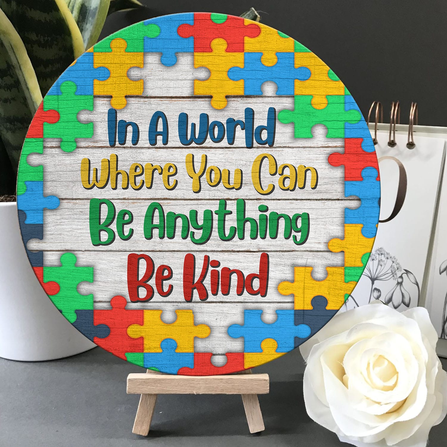 36 HG. Be Kind Autism Door Sign(5) Door Sign Mockup 5