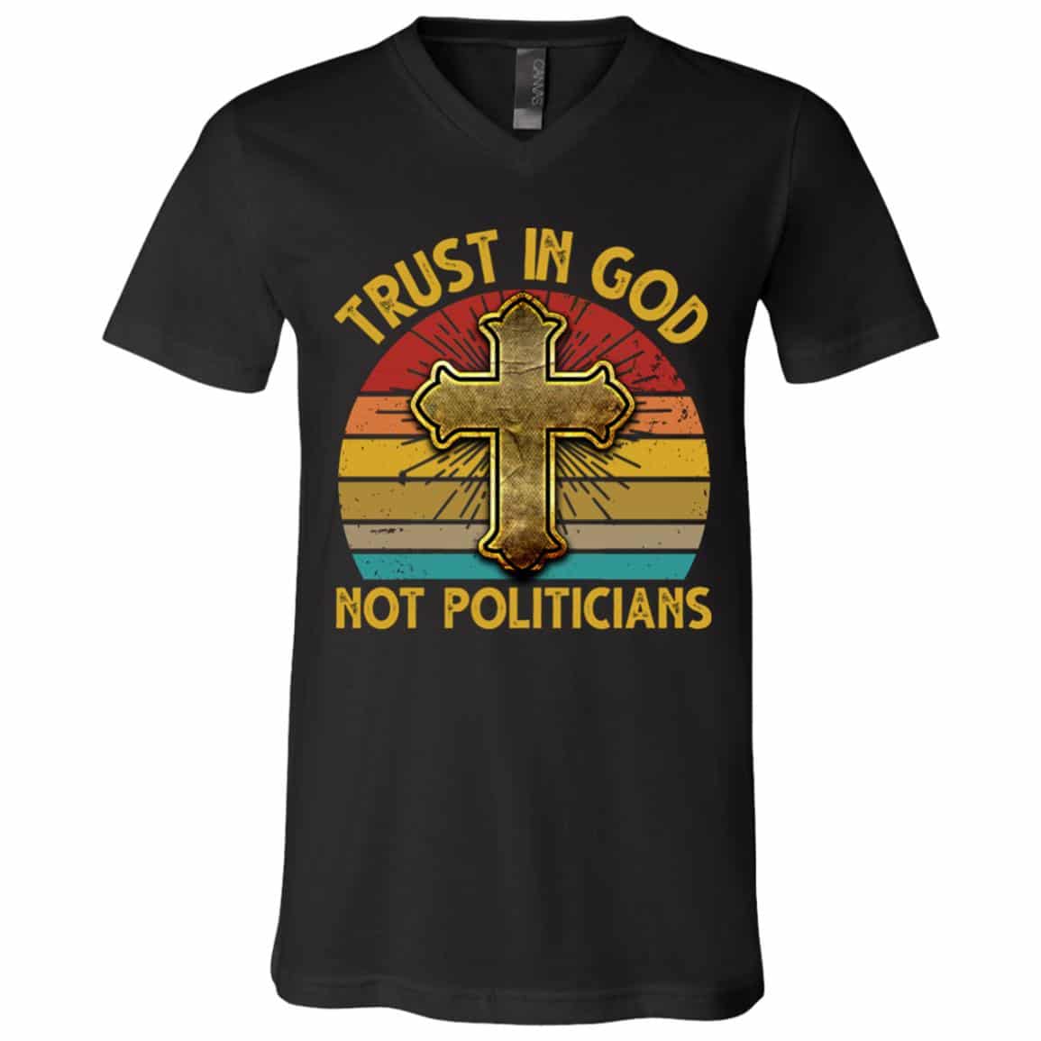 Trust In God Tshirt, Black, V-Neck T-Shirt
