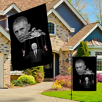Alternative view of Obama Puppet Control Biden - Joe Biden As A Puppet Biden Blood On His Hands Anti Biden Decorative Garden Flag - House Flag