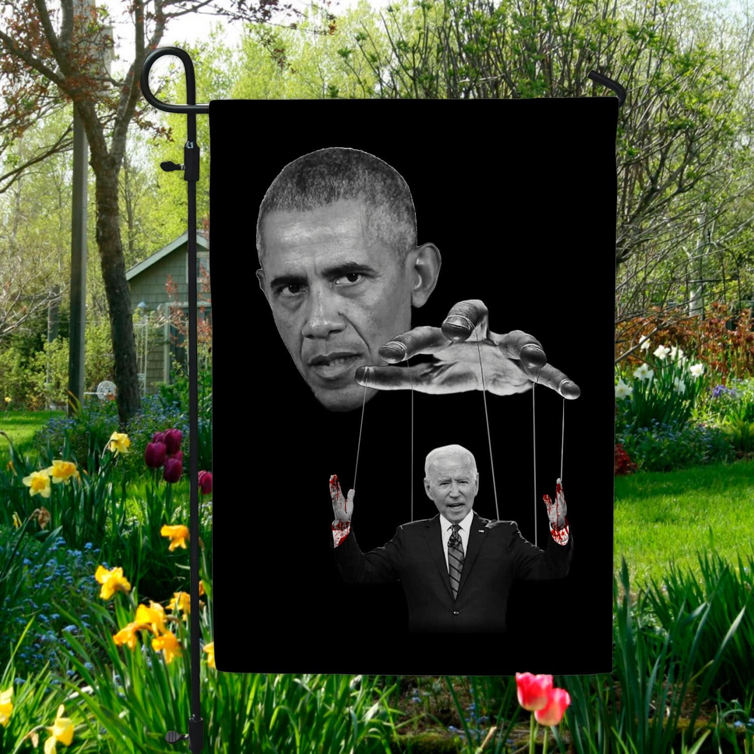 1O. Obama Biden Blood Hands-30x40 Garden Flag Mockup 5
