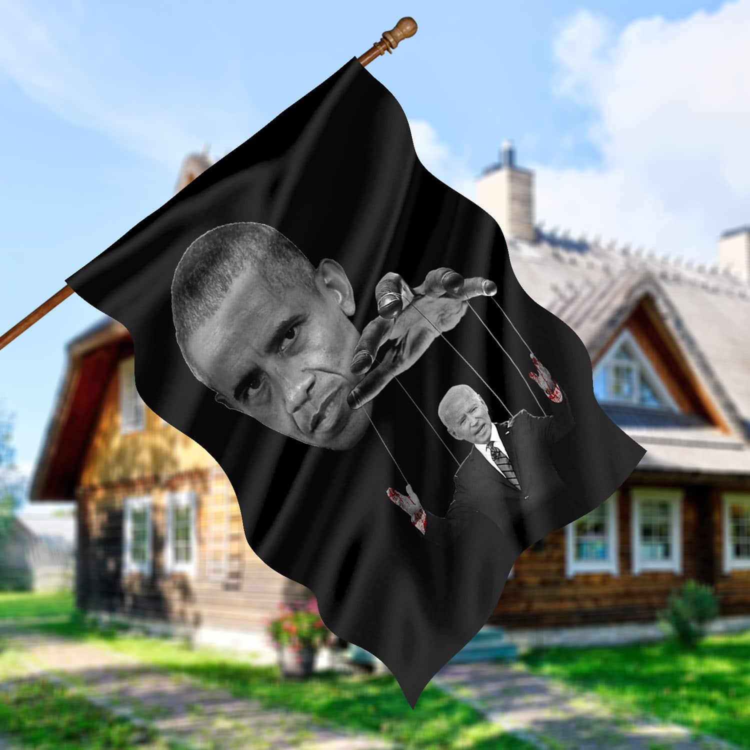 1O. Obama Biden Blood Hands-30x40 House Flag Mockup 5