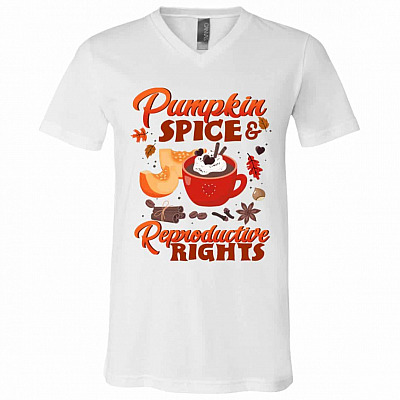 Pumpkin Spice And Tshirt, White, V-Neck T-Shirt