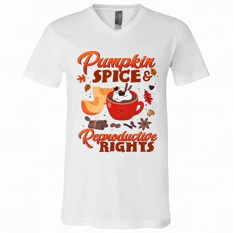 Pumpkin Spice And Tshirt, White, V-Neck T-Shirt