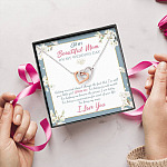 To Beautiful Mom On Wedding Day Thank You For Being My Mom Mother Bride Interlocking Hearts Pendant Necklace