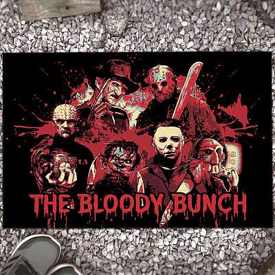 The Bloody Bunch Horror Movie Characters House Doormat - Funny Halloween Outdoor Indoor Doormat