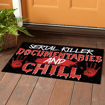 Alternative view of Serial Killer Documentaries and Chill Indoor Outdoor Doormat - Scary Halloween Doormat