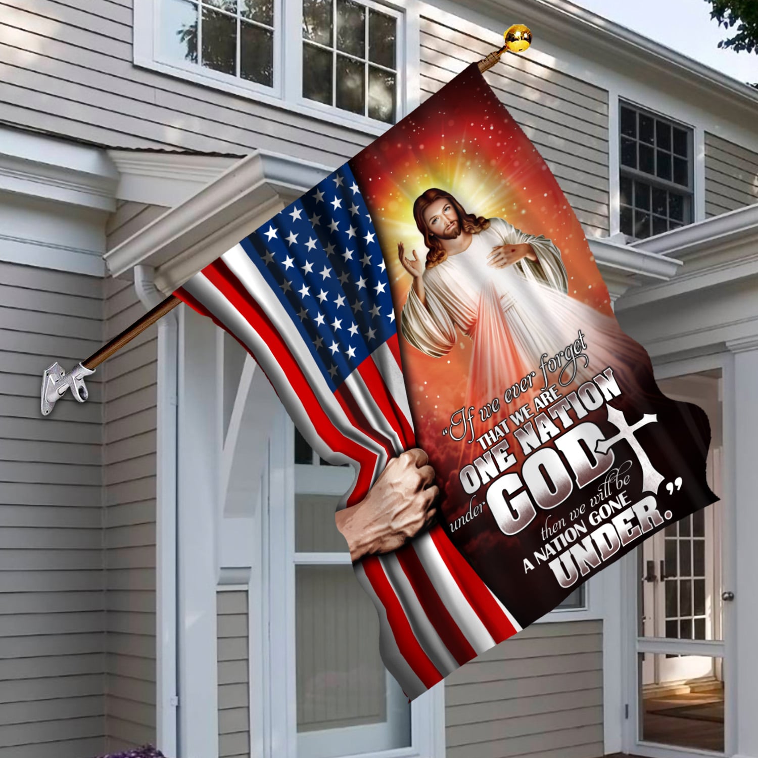 1KNG. God under 30x40 s1 House Flag Mockup 6