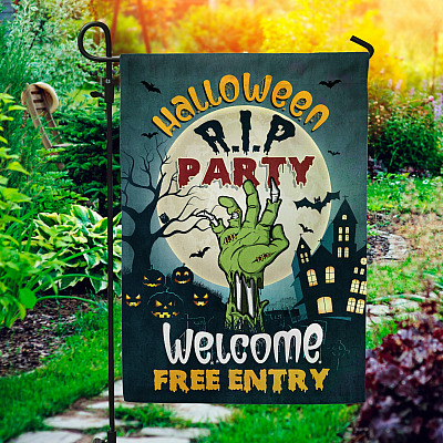 Halloween Rip Party Garden Flag - House Flag - Wall Flag- Happy Halloween Flag