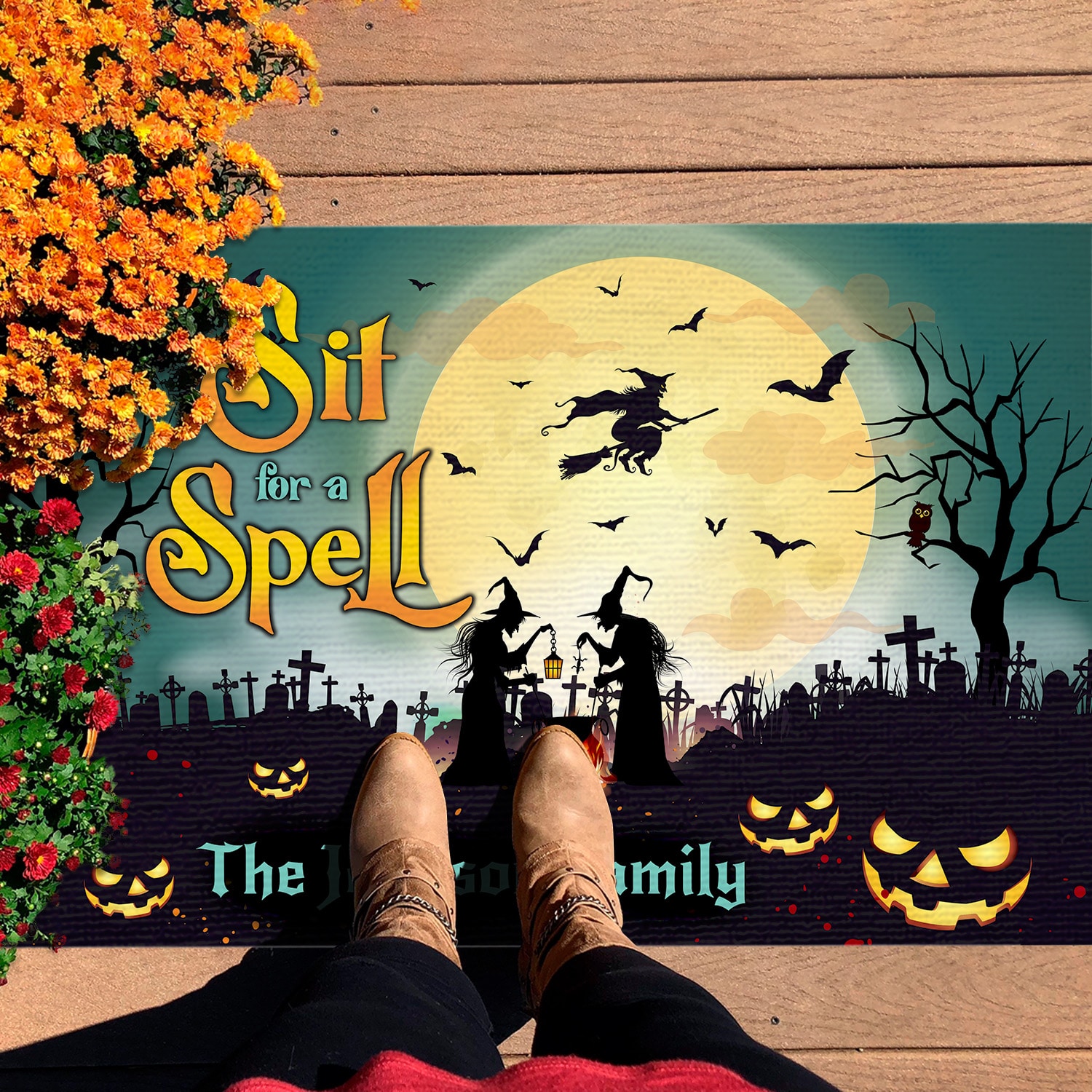 7KNG. Sit Spell - sample design Doormat mockup 7