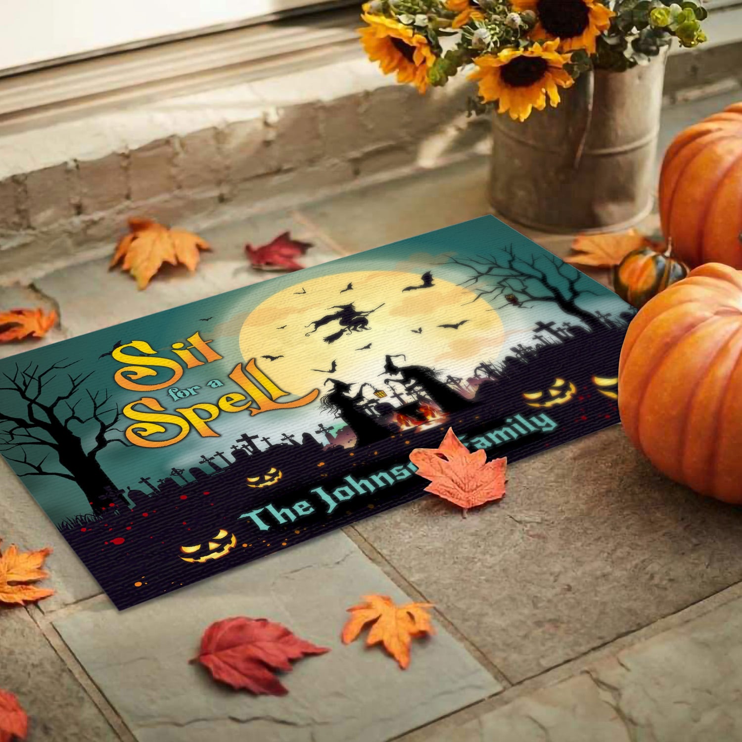 7KNG. Sit Spell - sample design Doormat mockup 9
