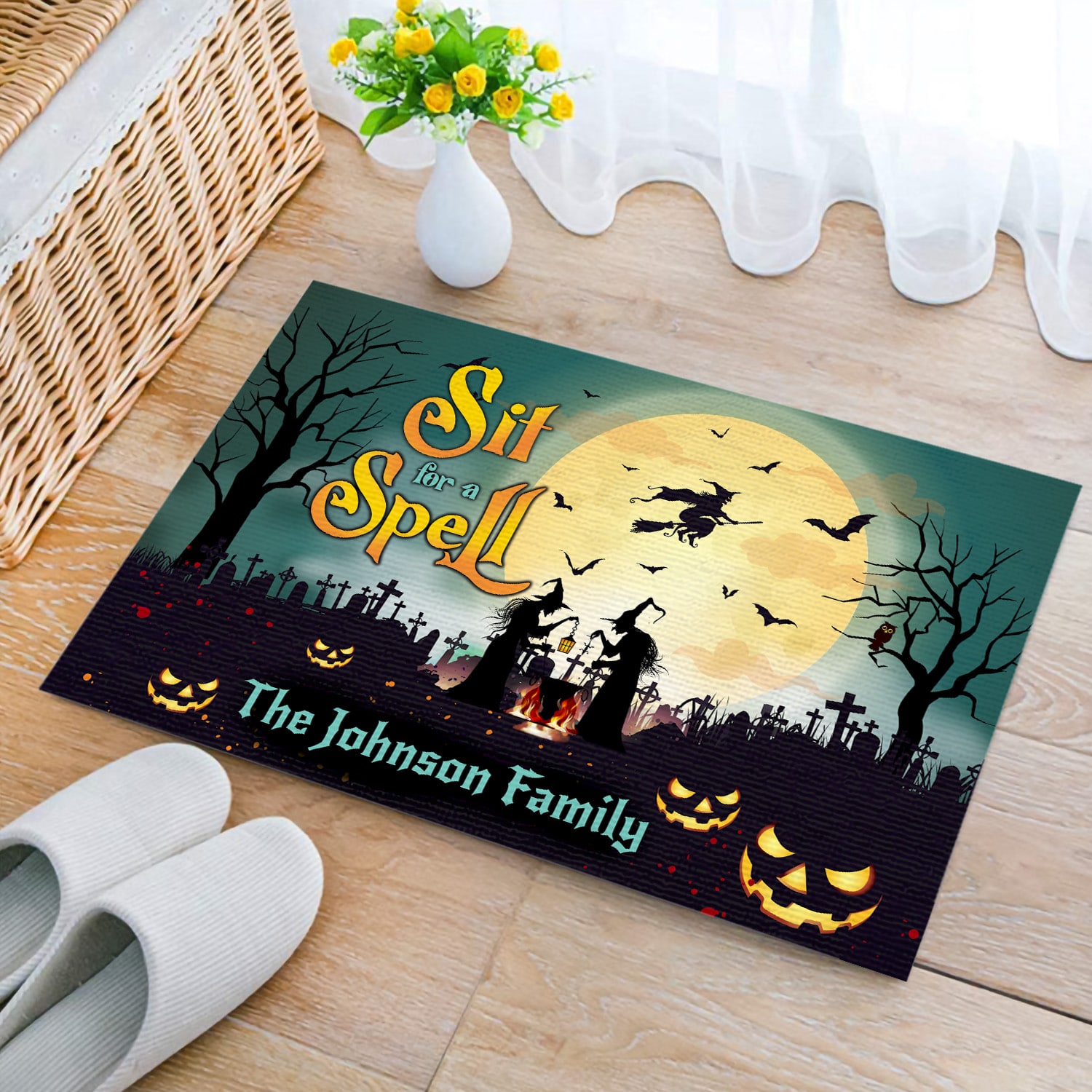 7KNG. Sit Spell - sample design Doormat mockup 2