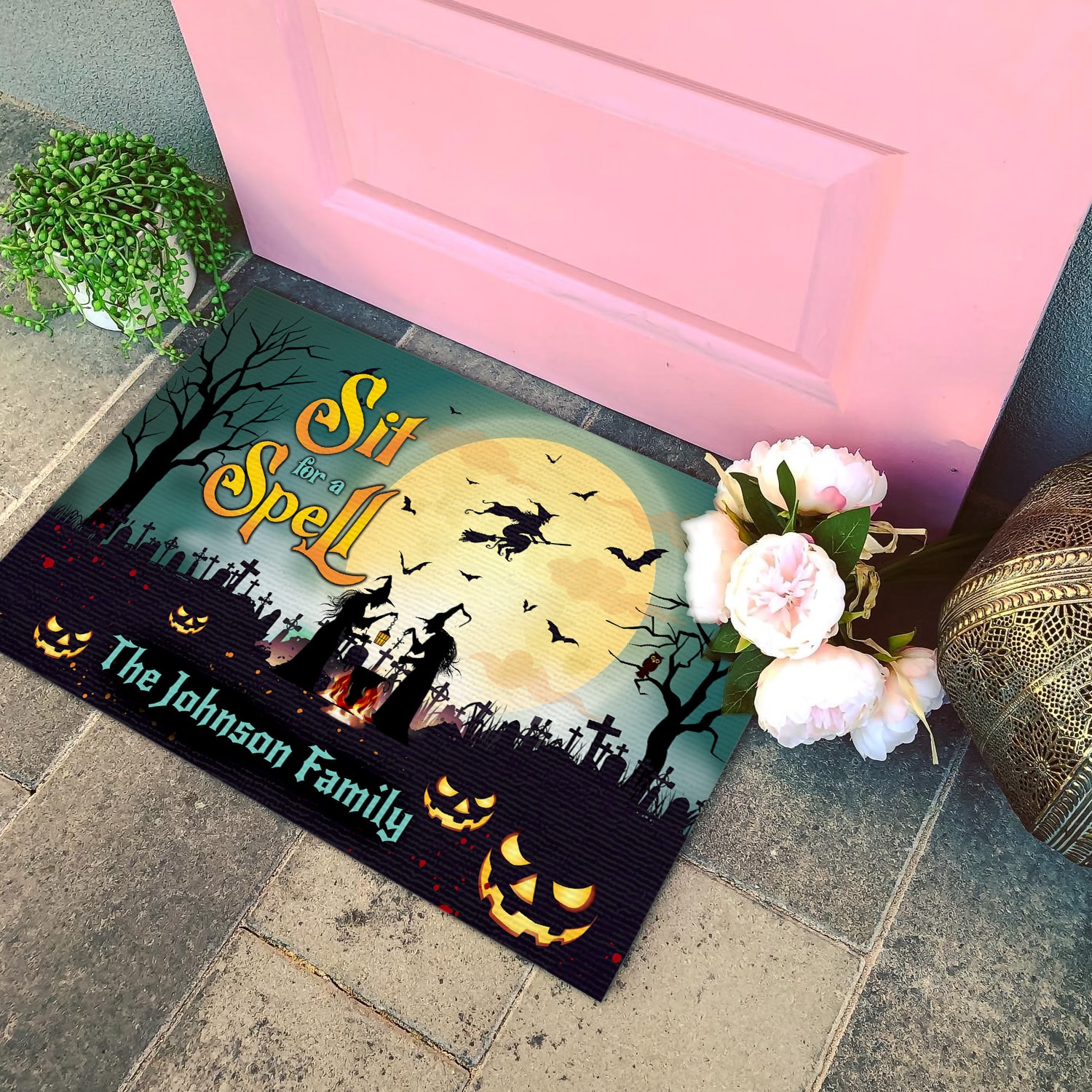 7KNG. Sit Spell - sample design Doormat mockup 4