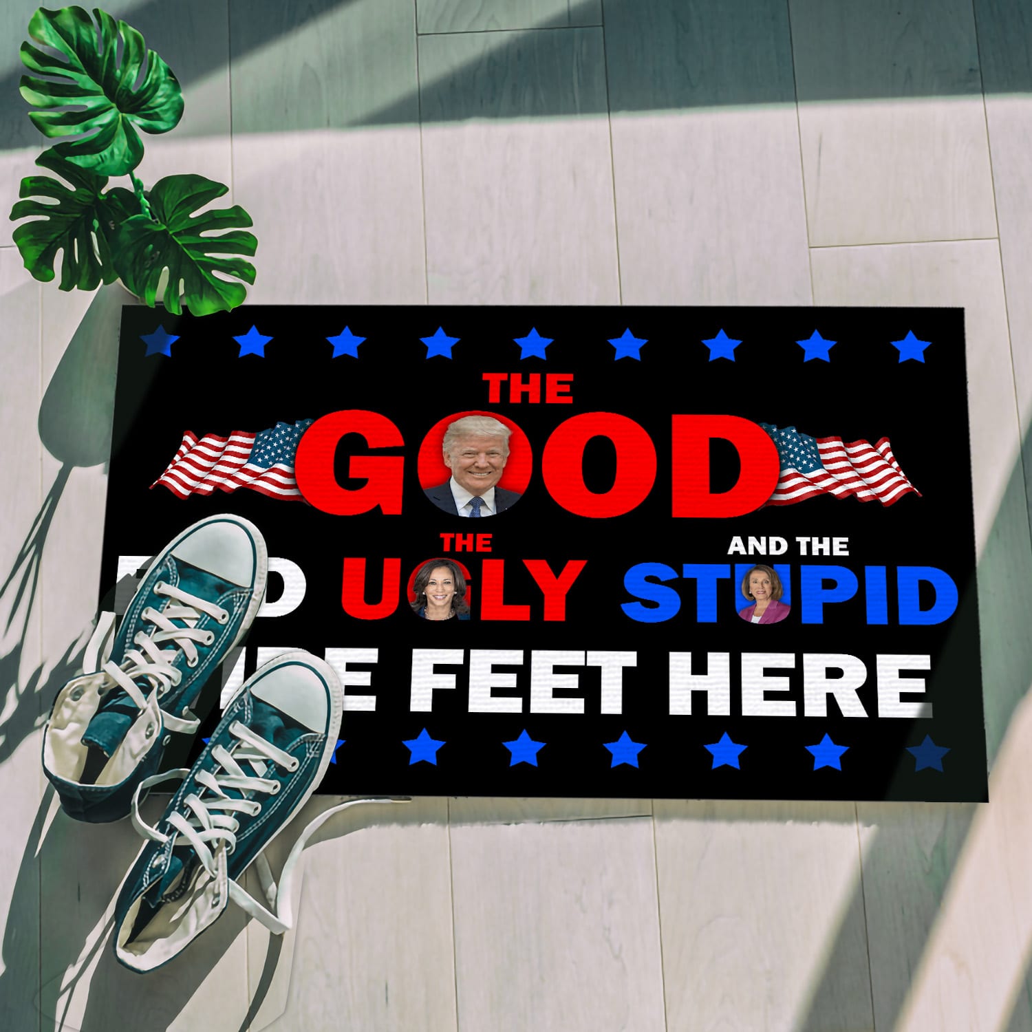 3KT. The Good The Bad The Ugly Stupid Doormat Doormat mockup 5