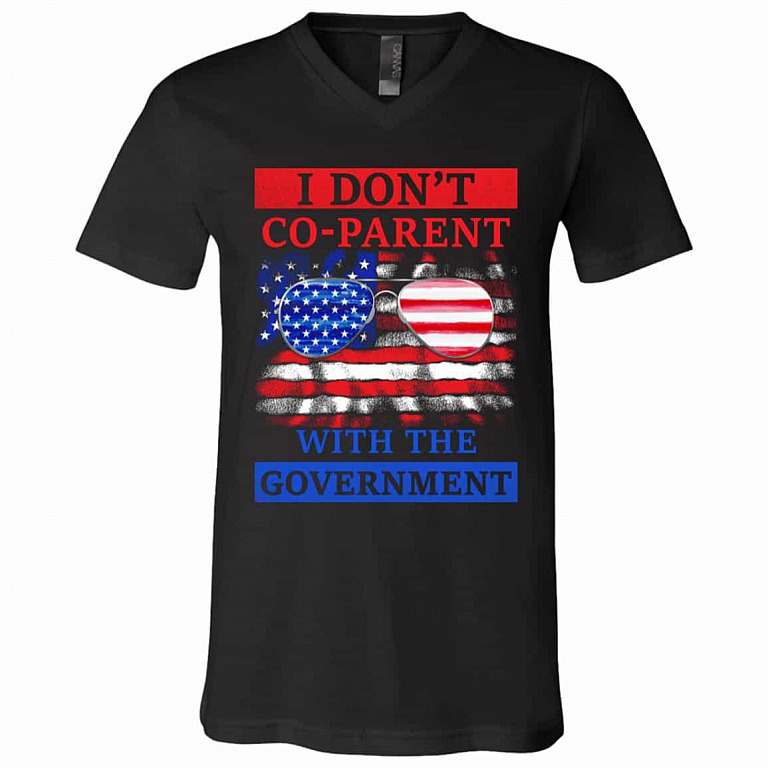 Co-Parent tee, Black, V-Neck T-Shirt