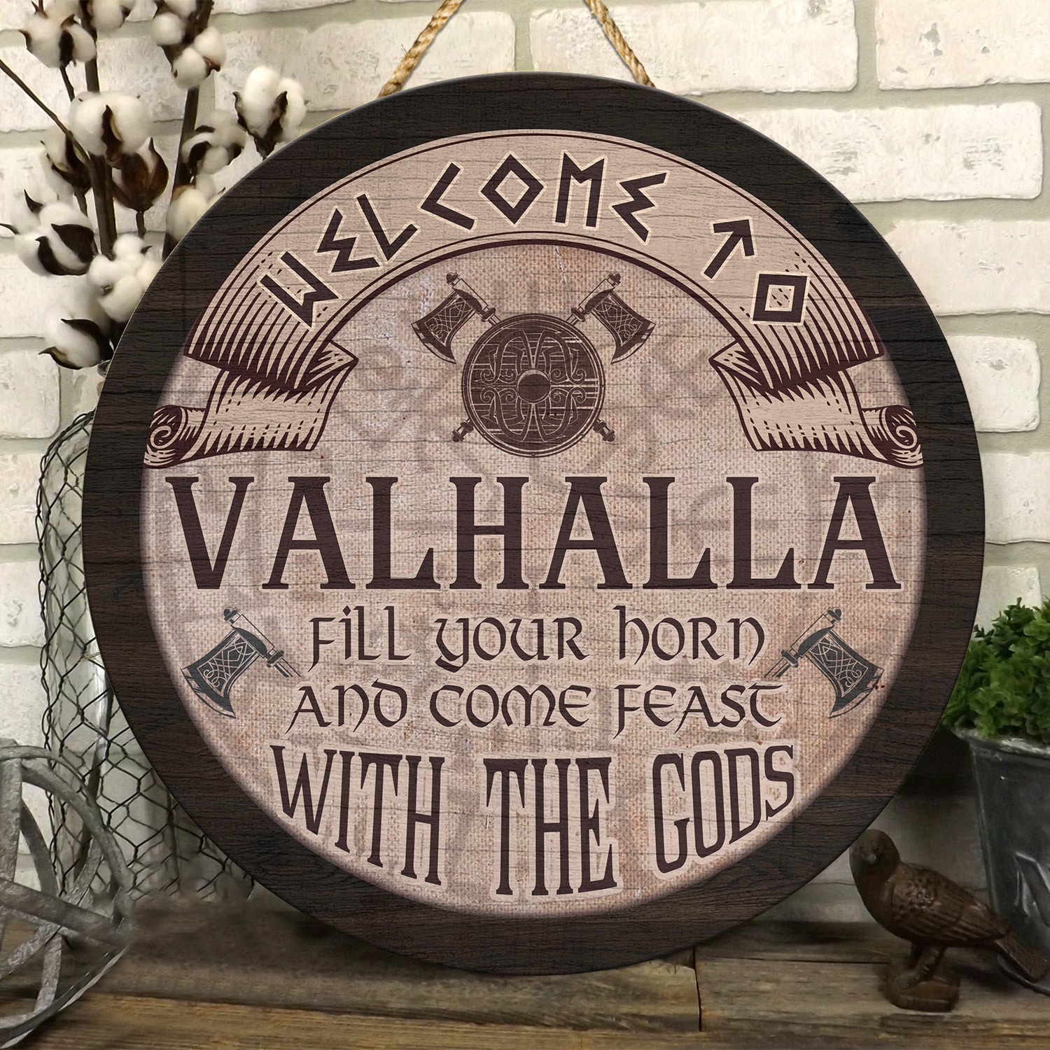 4LV. Welcome to Valhalla (Circle Door Sign) (1) Door Sign Mockup 6