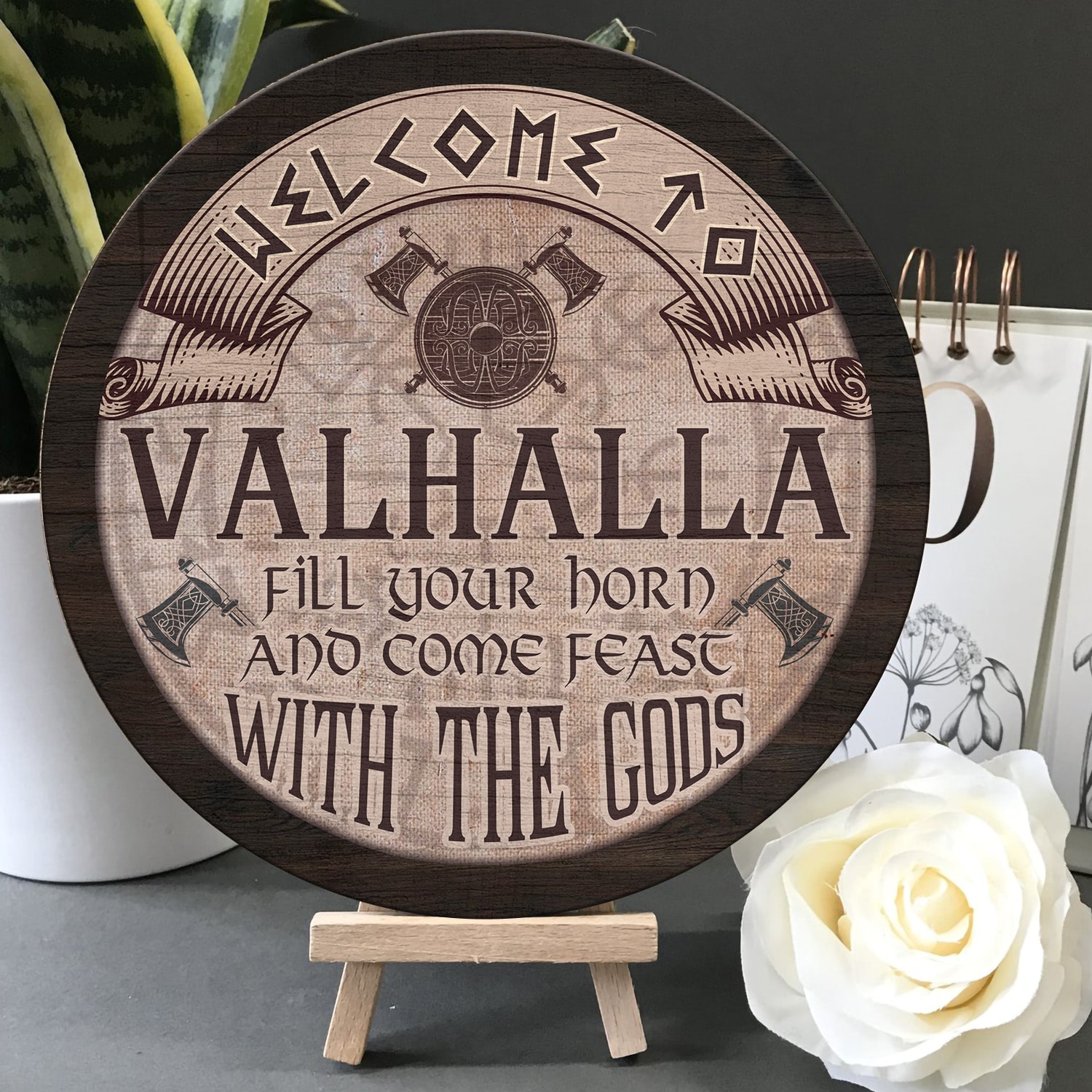 4LV. Welcome to Valhalla (Circle Door Sign) (1) Door Sign Mockup 5