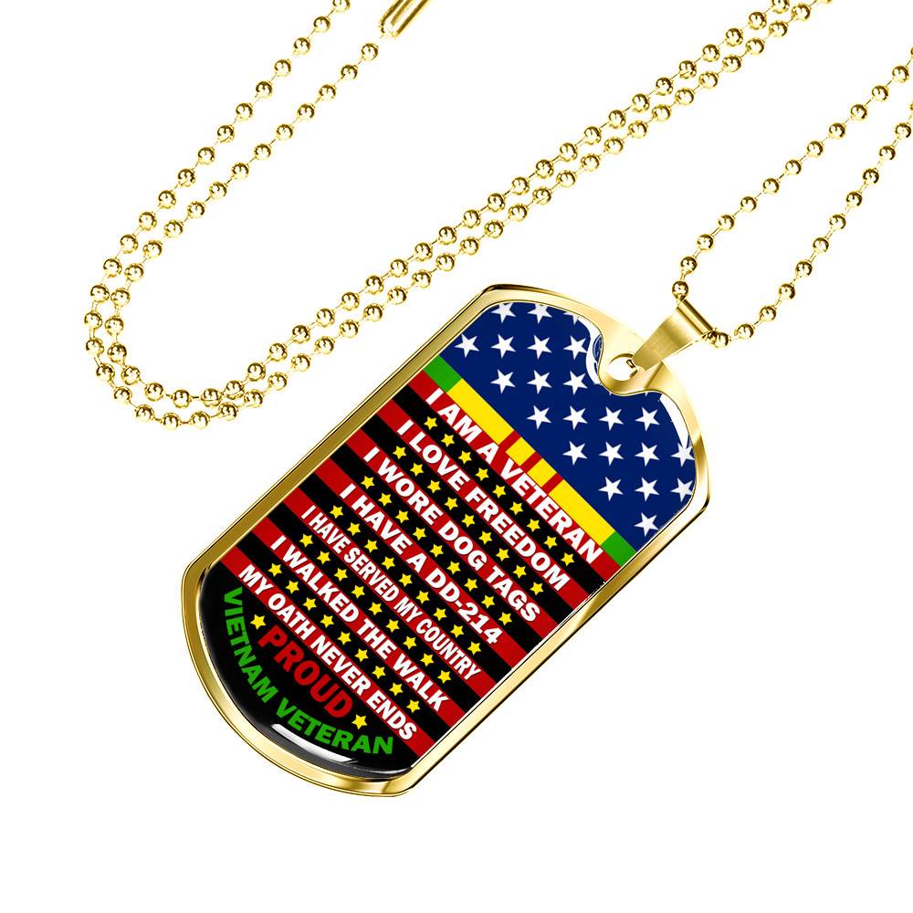 I Am A Veteran I Love Freedom I Wore Dog Tags I Have A DD-214 I Have Served My Country Dog Tag Pendant Necklace