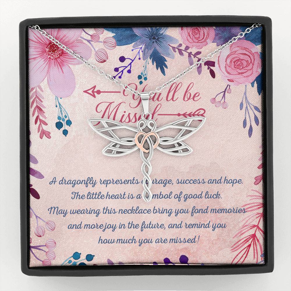 You'll Be Missed A Dragonfly Represents Courage Success And Hope Dragonfly Necklace - Gift for Coworker Leaving for New Job - Dragonfly Necklace