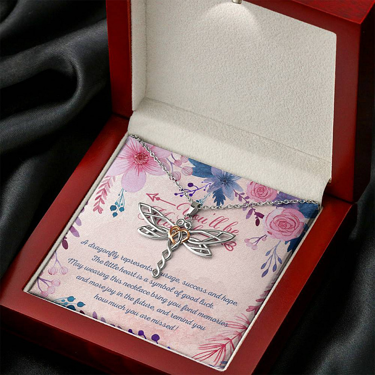 You'll Be Missed A Dragonfly Represents Courage Success And Hope Dragonfly Necklace - Gift for Coworker Leaving for New Job