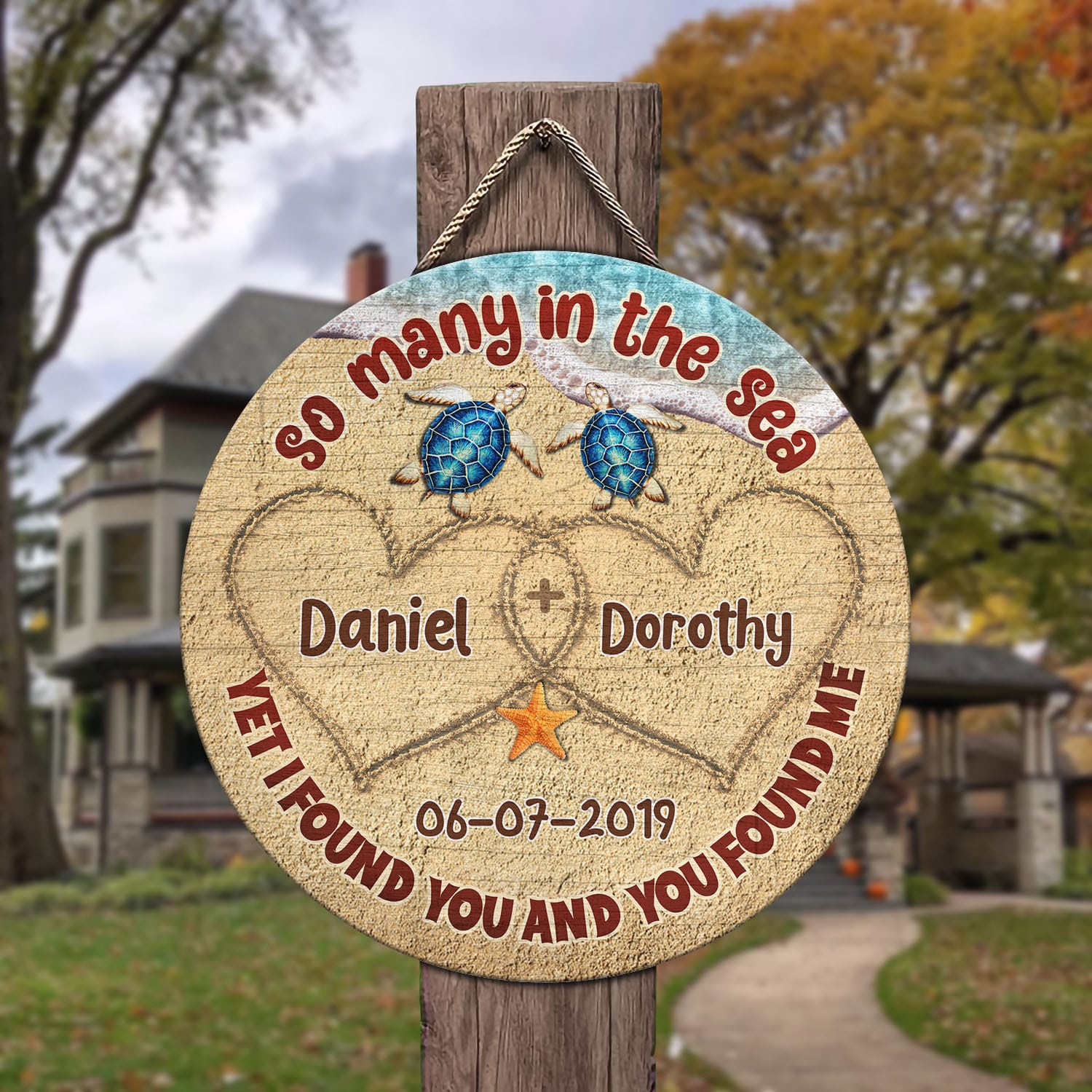 6VT. So Many In The Sea Turtle (Sample Design) Door Sign Mockup 3