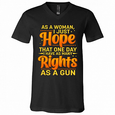 As A Woman I Just Hope Women, Black, V-Neck T-Shirt