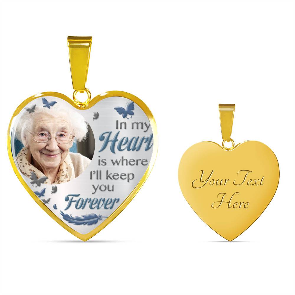 Custom Photo In My Heart Is Where I'll Keep You Forever Wings Personalized Memorial Heart Necklace - Bangle Custom Photo In My Heart Is Where I'll Keep You Forever Wings Personalized Memorial Heart Necklace - Bangle