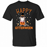 1N.Happy Otterween, Black, Unisex T-Shirt