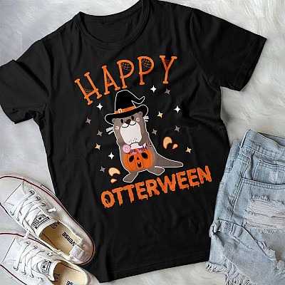 Alternative view of Happy Otterween T-Shirt - Funny Otter Halloween Shirt