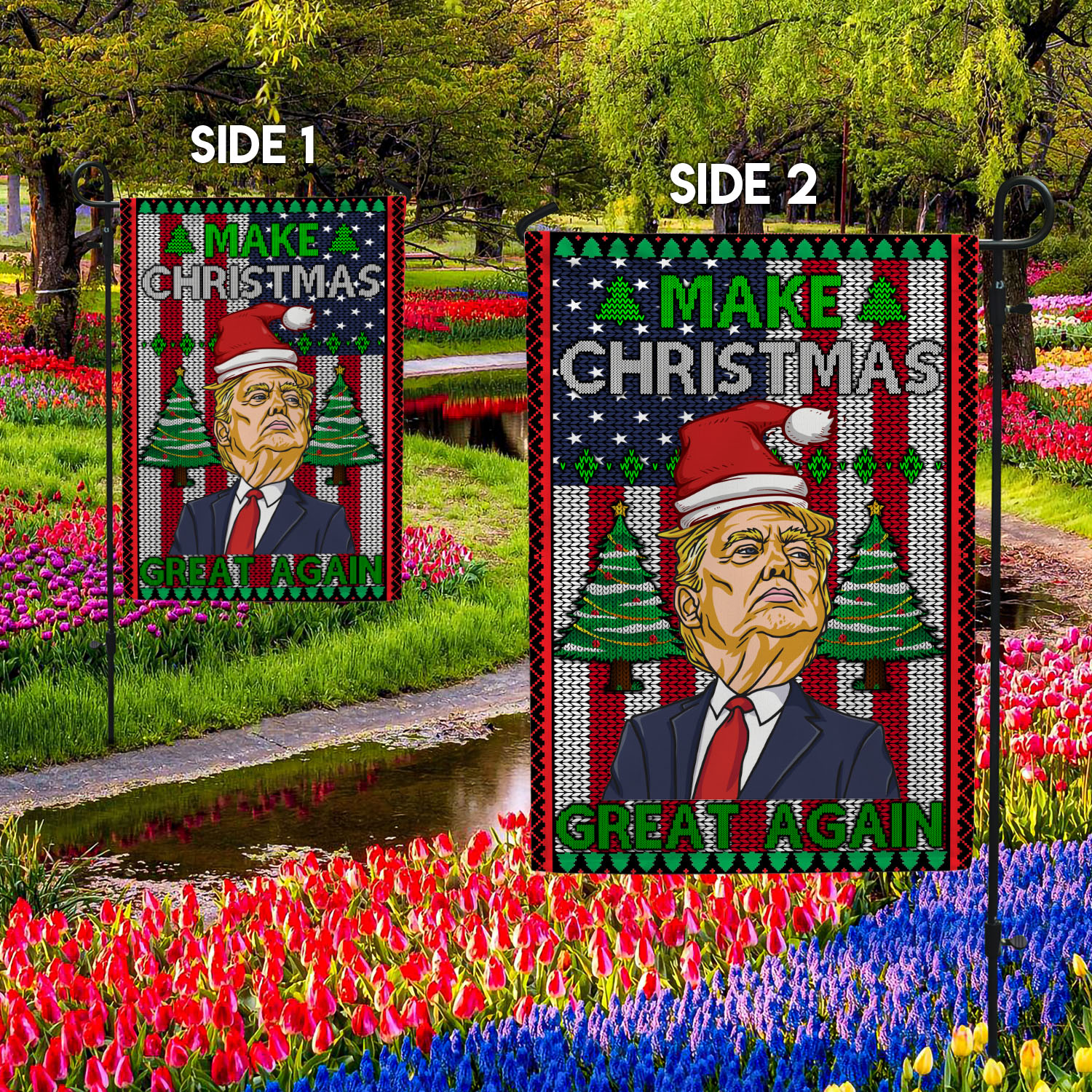 6BN. Make Christmas Great Again Side 1 30x40 Garden Flag Mockup 2 Side-2