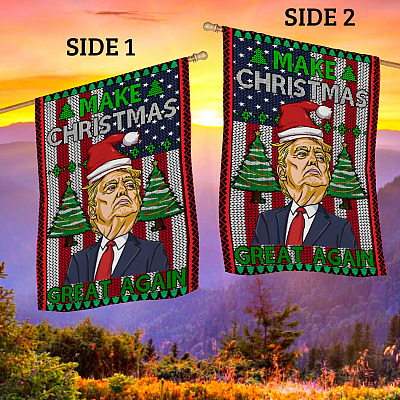 Alternative view of Trump Make Christmas Great Again Outdoor Indoor Garden Flag - House Flag - Wall Flag - Trump Christmas Flag