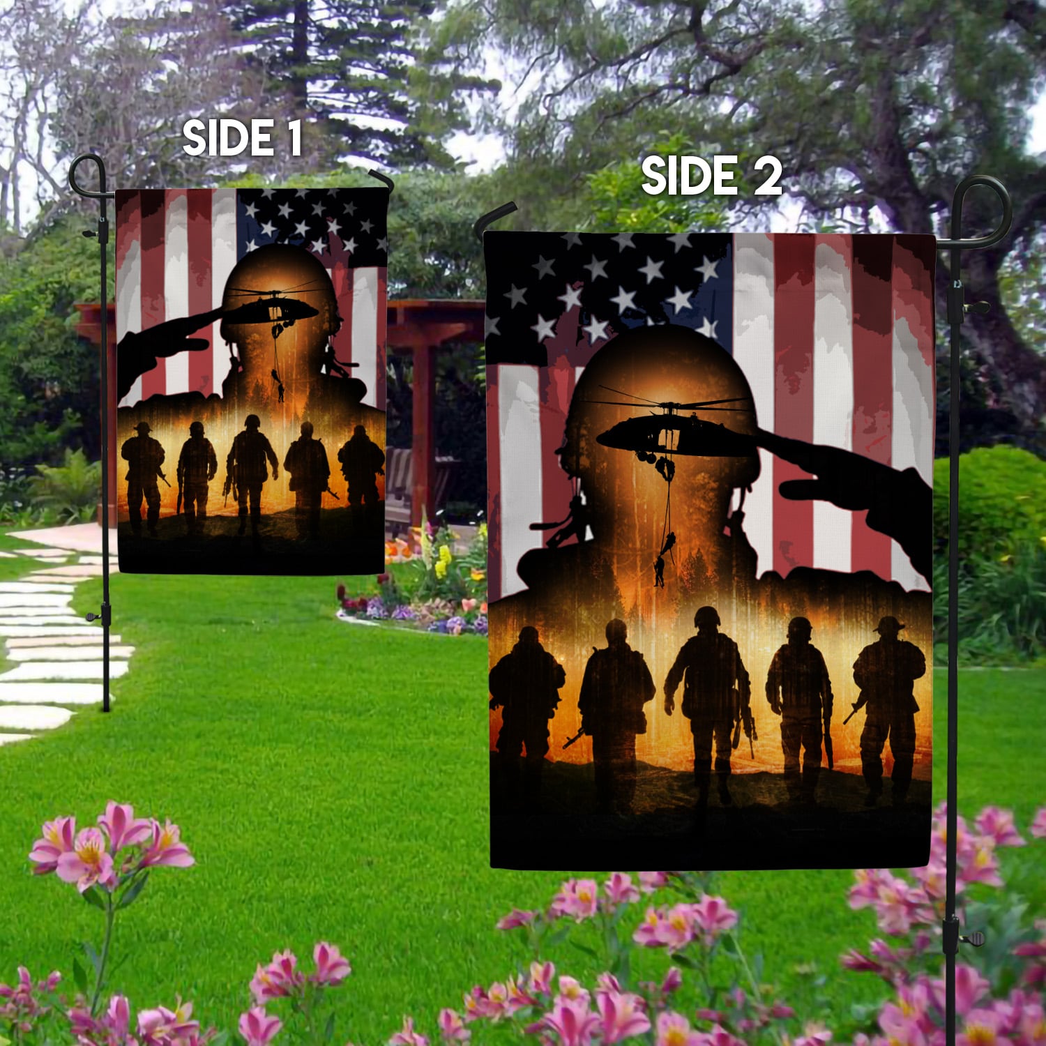 4NH. American Veteran Flag Garden Flag Mockup 2 Side-1