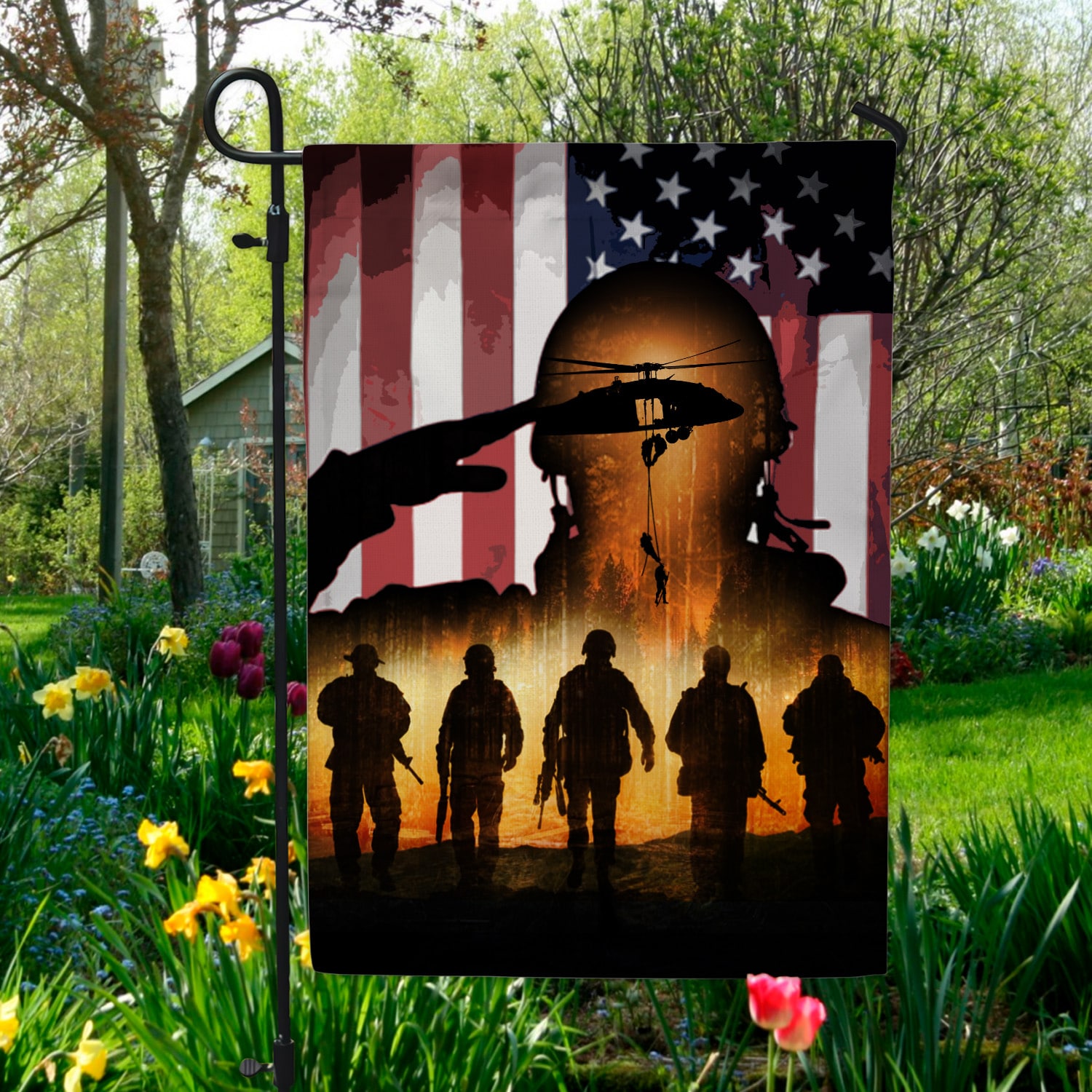 4NH. American Veteran Flag Garden Flag Mockup 5