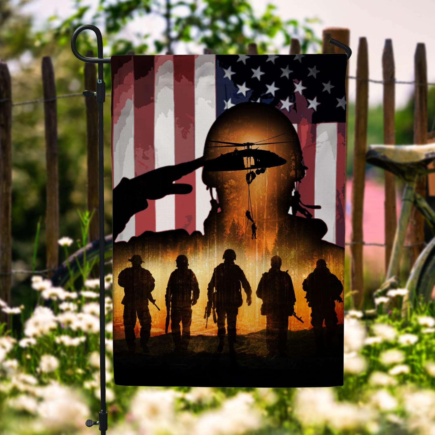 4NH. American Veteran Flag Garden Flag Mockup 6