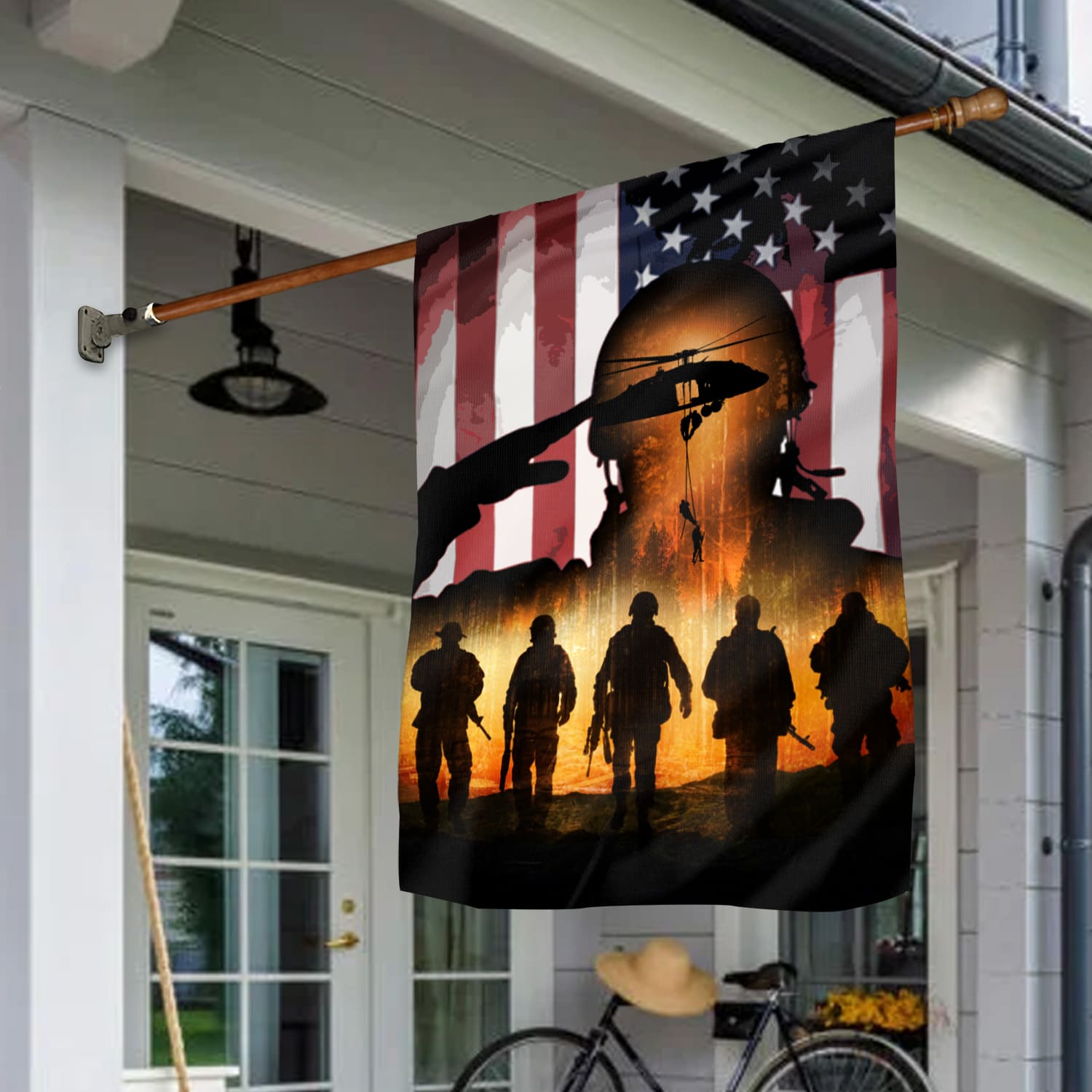 4NH. American Veteran Flag House Flag Mockup 1