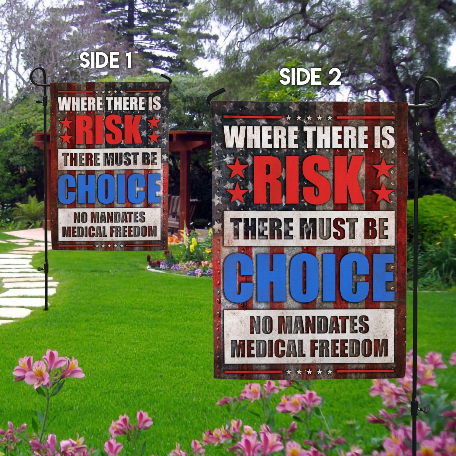 8NH. No Mandates Garden Flag Mockup 2 Side-1