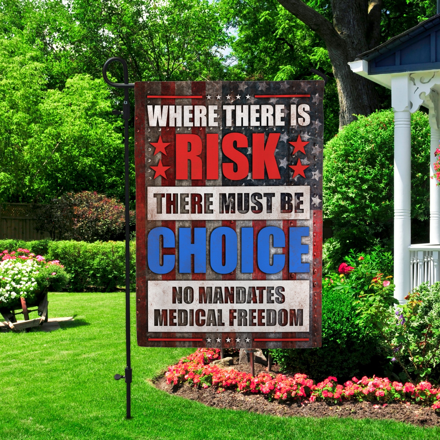 8NH. No Mandates Garden Flag Mockup 2