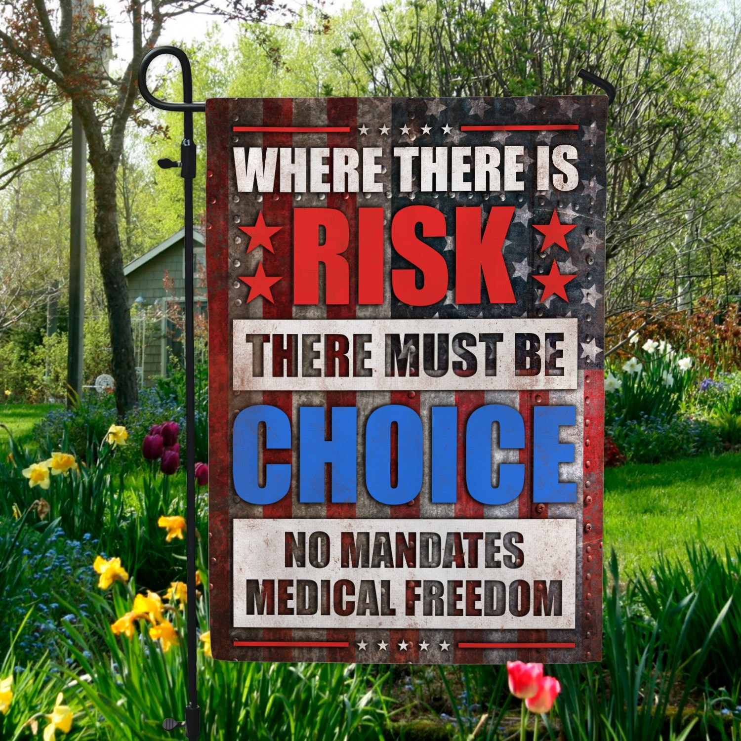 8NH. No Mandates Garden Flag Mockup 5