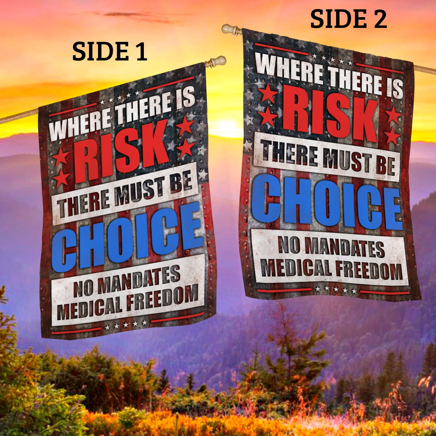 8NH. No Mandates House Flag Mockup 2 Side