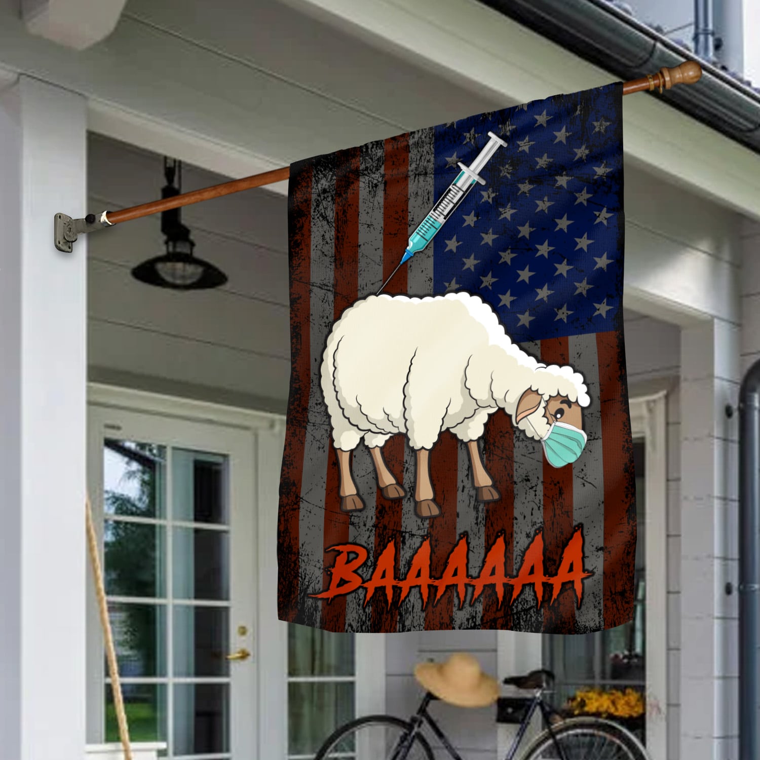 2NH. Vaccine Sheep House Flag Mockup 1