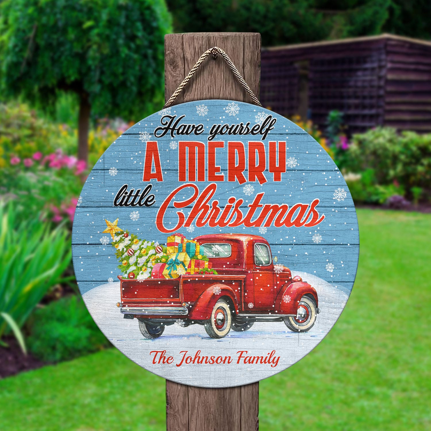 4O. Little Christmas - sample design Door Sign Mockup 2